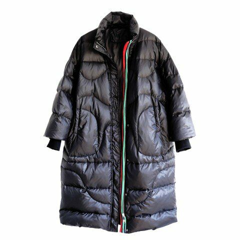 

Down coat female star with the paragraph winter new European and American loose white duck women coat female outerwear lady, Black