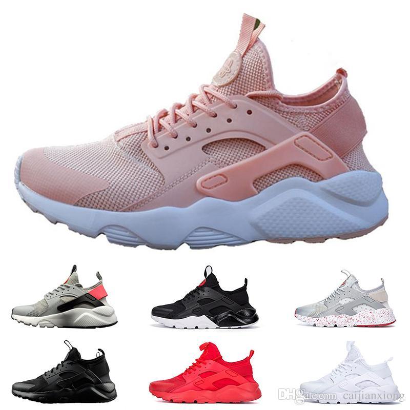 

2019 New Huarache 4 IV Ultra Running Shoes For Mens Women Fashion Triple White Black Red Huaraches Sports Designer Sneakers Outdoor Shoe, White;red