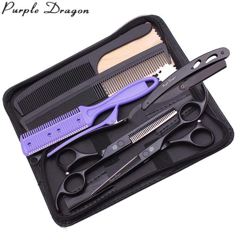 

Scissors Set For hairdresser 5.5" 6.0" Purple Dragon Japan Stainless 1008# Hair Cutting Scissors Thinning Shears Hair