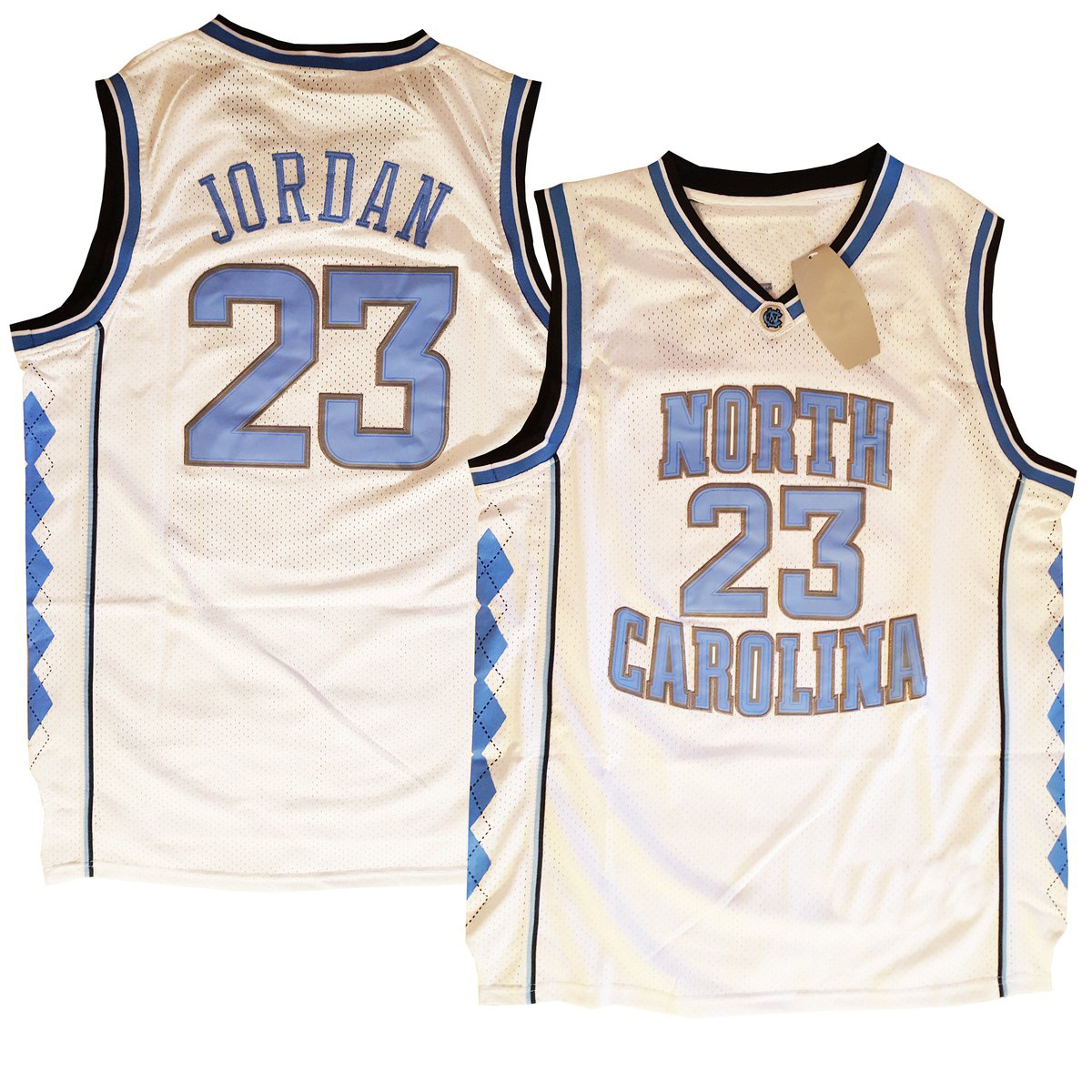 

Mens North Carolina UNC Tar Heels MichaelJordan #23 Basketball Throwback Jersey Double Stiched High Quanlity Polyester White Blue Black