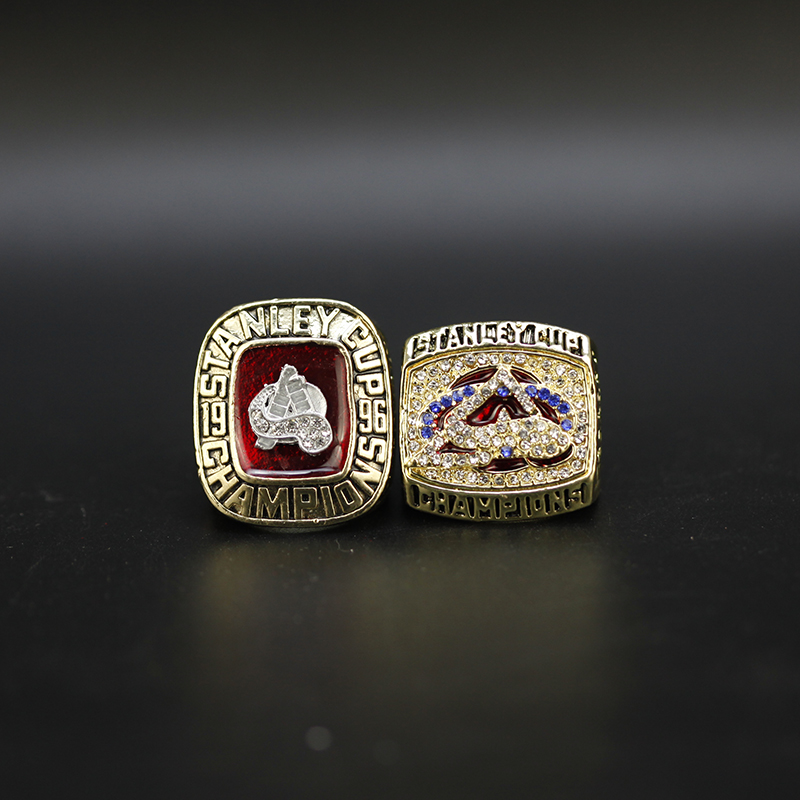 

1996 2001 Set Colorado AvalancheWorld Football Solid Alloy Championship Rings Set, Golden;silver