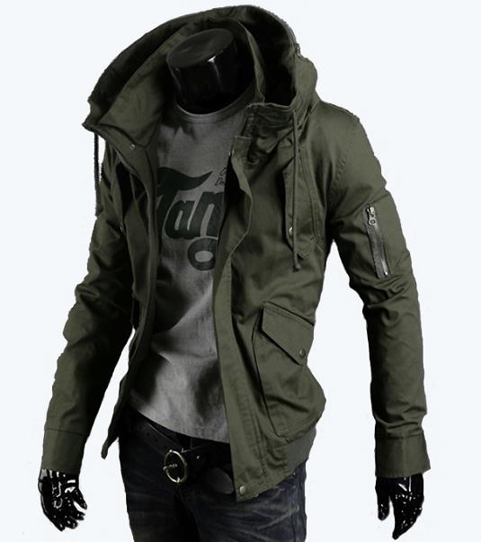 

Autumn winter men's tooling uniform jacket youth Slim Army green casual coat Outerwear jackets