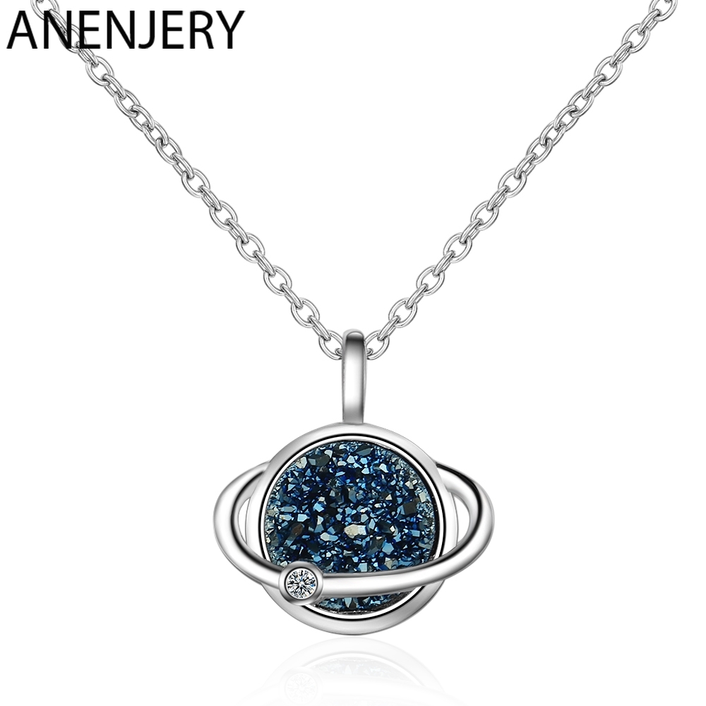 

925 Sterling Silver Planet Necklace Kyanite Fragment Dream Star Necklace For Women Chain Choker