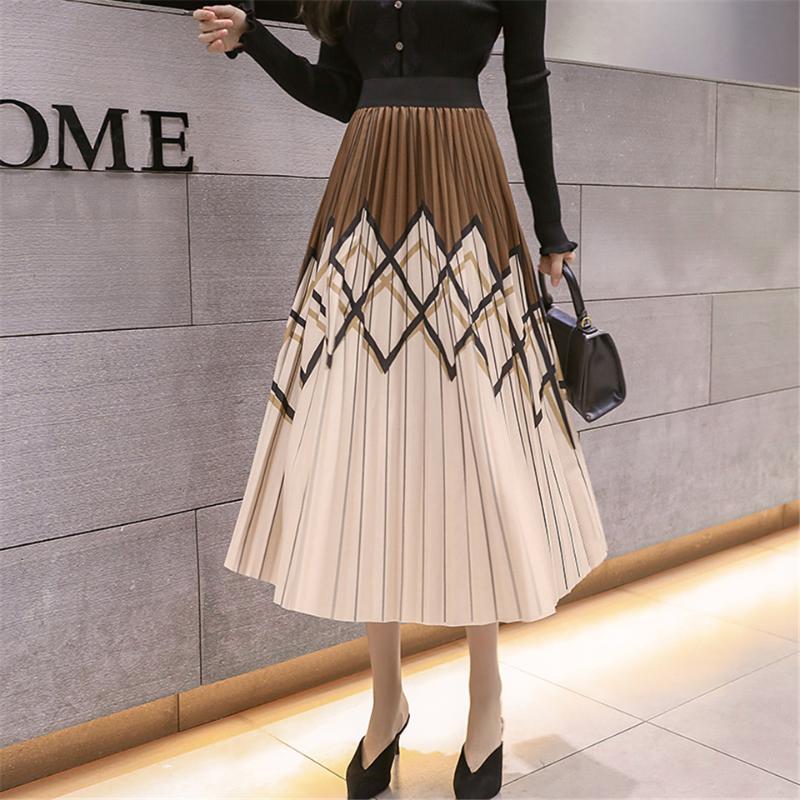 

Skirts Womens Skirt Long Clothing Black Pencil Winter High Waist Harajuku Vintage 2021 Flowy Elastic Knee Length Streetwear, Hei