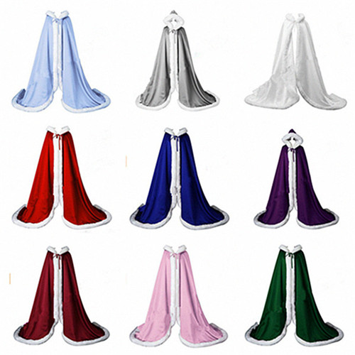 

Plus size Winter Bridal Shawls Jackets Cape Faux Fur Christmas Cloaks Hooded Perfect Wedding Wraps Abaya Wedding Dresses, Fuchsia