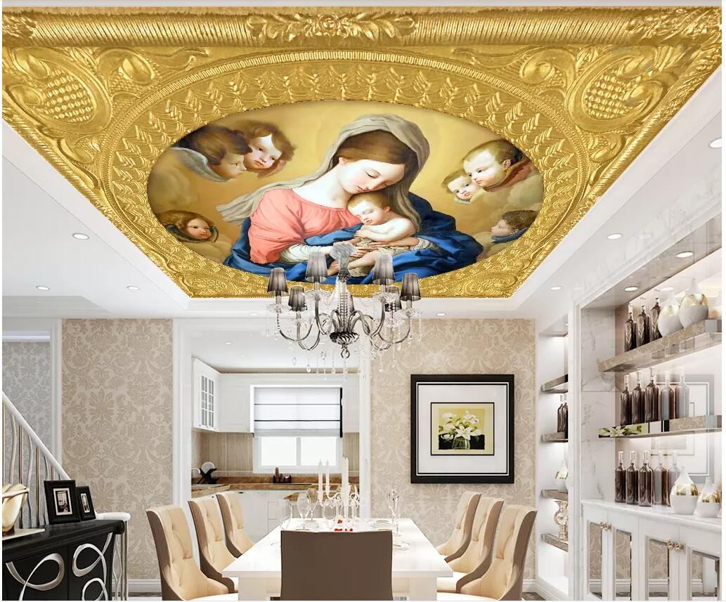 

3d ceiling murals wallpaper custom photo Praise the love of the Virgin Mary home decor living room 3d wall murals wallpaper for walls 3 d, Non-woven wallpaper
