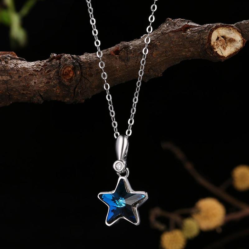 

Other LEKANI Blue Crystals From Necklace 925 Sterling Silver Classic Shape Star Pendant Wedding Jewelry Gifts