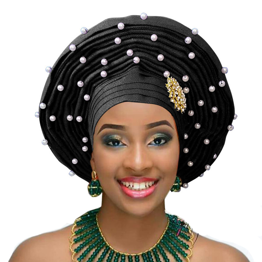 

African head wraps nigerian aso oke headtie with beads for women