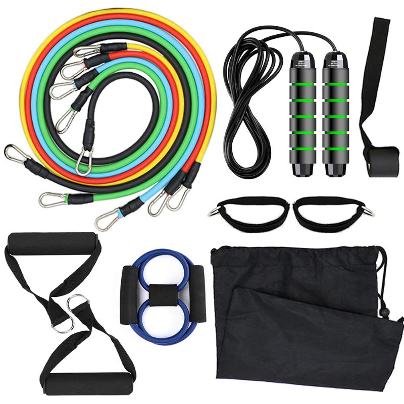 

13pcs Fitness Equipment Resistance Bands Set Elastic Bands Fitness Rubber Band Workout Fintess Exercise Tube Jump Rope