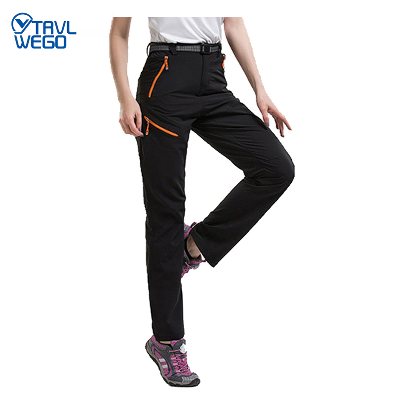 

TRVLWEGO Outdoor Camping & Hiking Pants Women Summer Thin Quick Dry Climbing Trousers Female Easy Elastic Travel Black