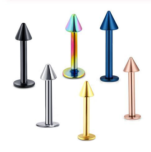 

Lip Rings Studs Stainless Steel Cone Ball Labret Ring Cartilage Helix Tragus Earring Piercings Body Jewelry, Black