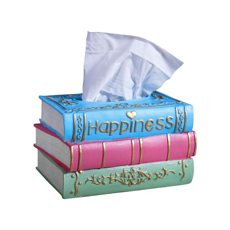 

Retro Tissue Box Resin Napkin Storage Container Rectangle Creative Book Shaped Paper Towel Holder Desktop Decoration