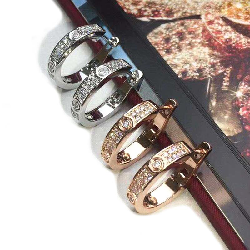 

rose gold earrings beautifully minimalist C type two case half moon diamond earrings fashion designer jewelry for women, White