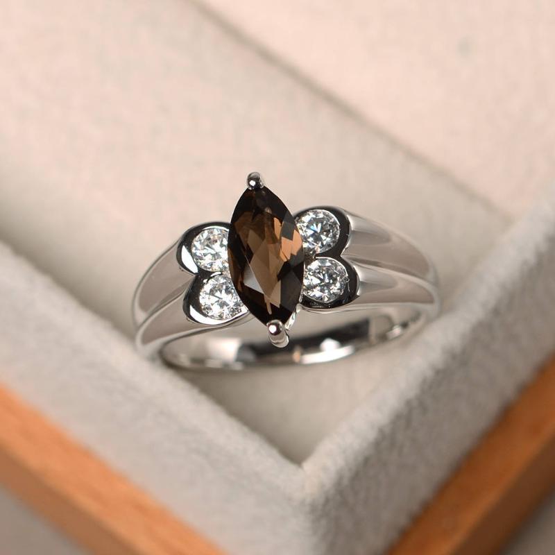 

Cluster Rings Japan And South Korea S925 Silver Inlaid Zircon Dark Brown Horse Eye Gem Luxury Decoration Wild Ladies Temperament Simple Ring