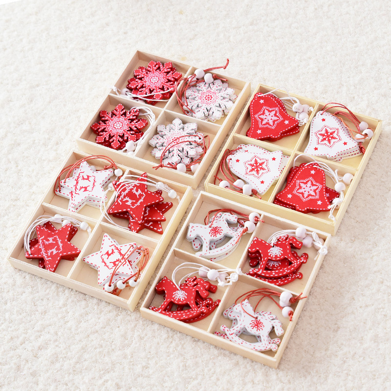 

Christmas tree decoration Nordic ins wooden creative Christmas pendant Christmas day snowflake five-pointed star elk