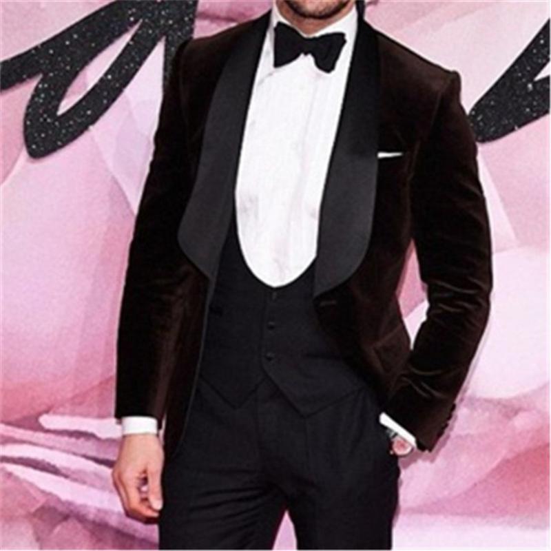 

Custom Made Men Suits Shawl Lapel Groom Tuxedos Velvet Best Men Wedding Groomsmen ( Jacket+Vest+Pants+Tie ) E380, Same the picture