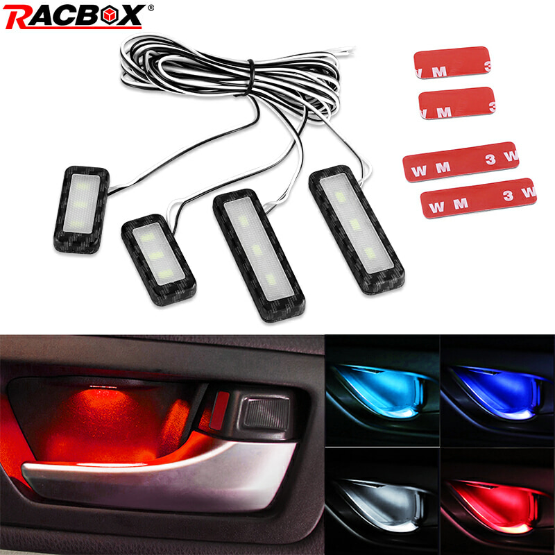 

4PCs Set Bowl handle Armrest Light Car Door Interior Light LED Atmosphere Auto Interior Door Decorative Lamp