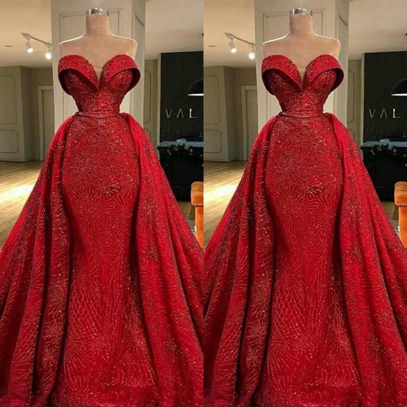 

New Sweetheart Bling Bling Mermaid Evening Dresses Special Occasion Party Gowns Big Long Train Celebrity Prom Custom, Purple