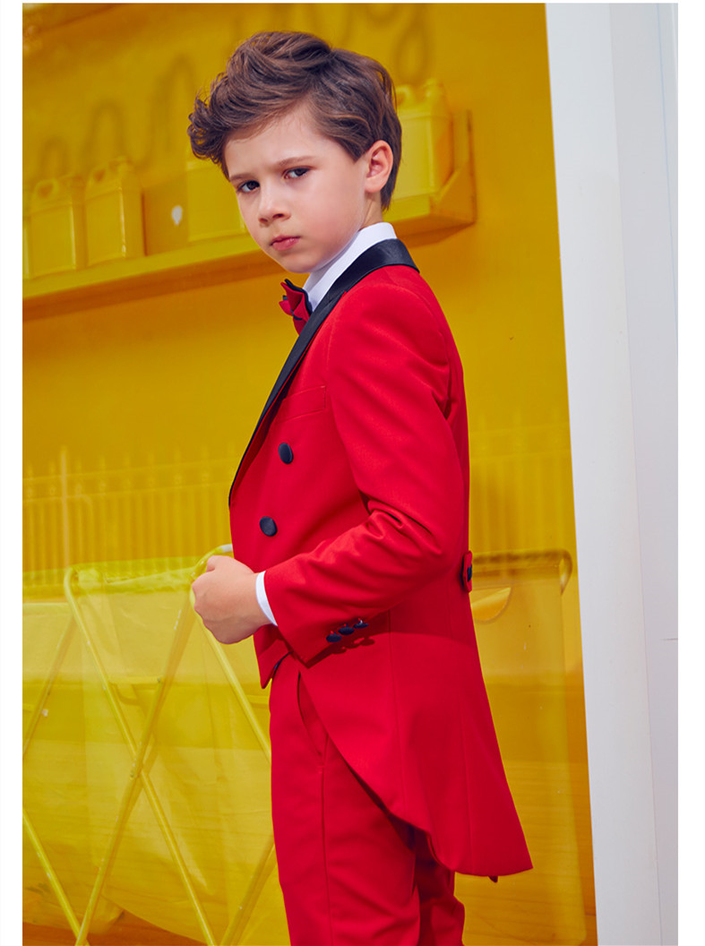

Handsome Double-Breasted Peak Lapel Kid Complete Designer Handsome Boy Wedding Suit Boys' Attire Custom-made (Jacket+Pants+Tie+Vest) A11, Orange