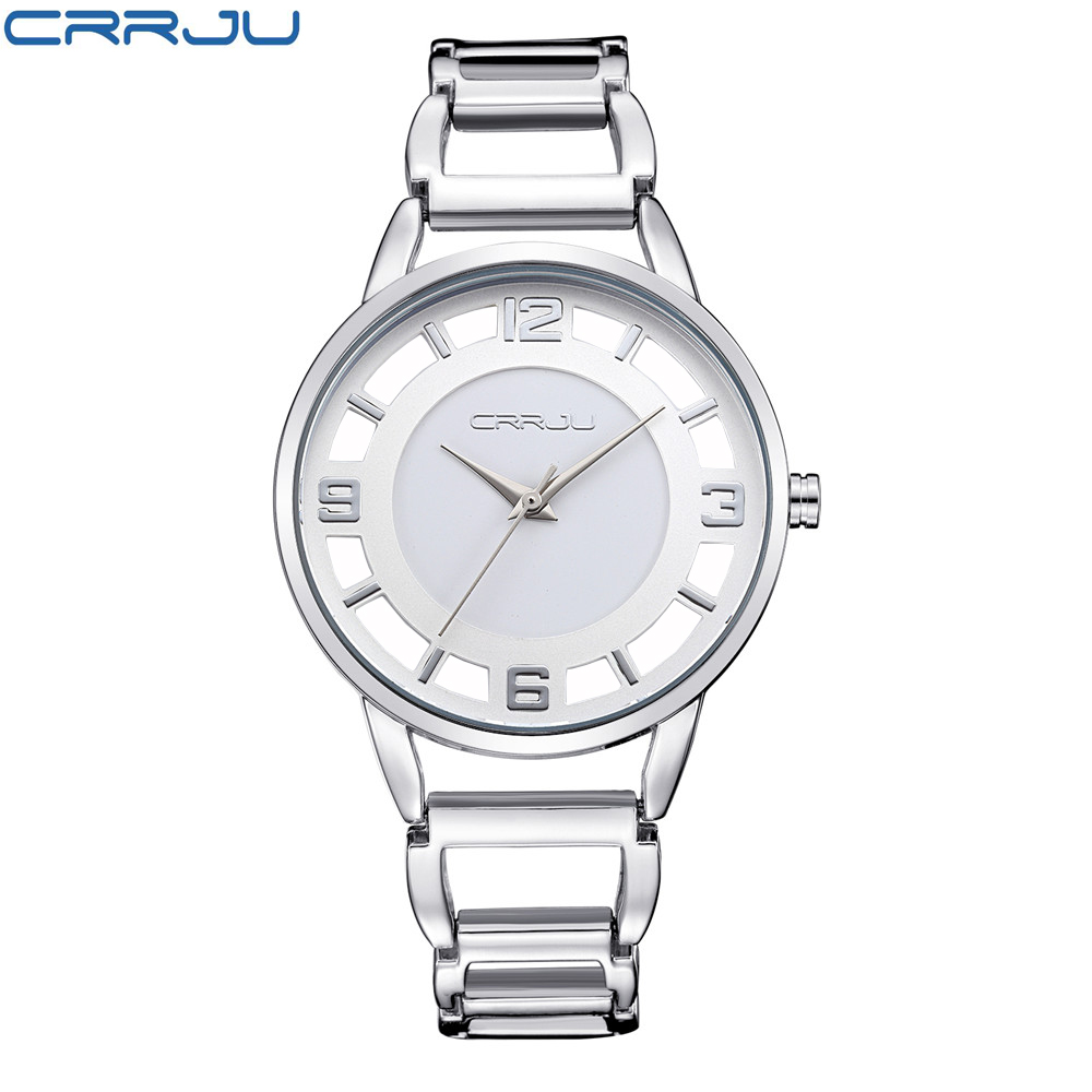 

CRRJU Luxury Brand Fashion Gold Woman Bracelet Watch Women Full Steel Quartz-watch Clock Ladies Dress Watches relogio feminino, No send watch for shipping