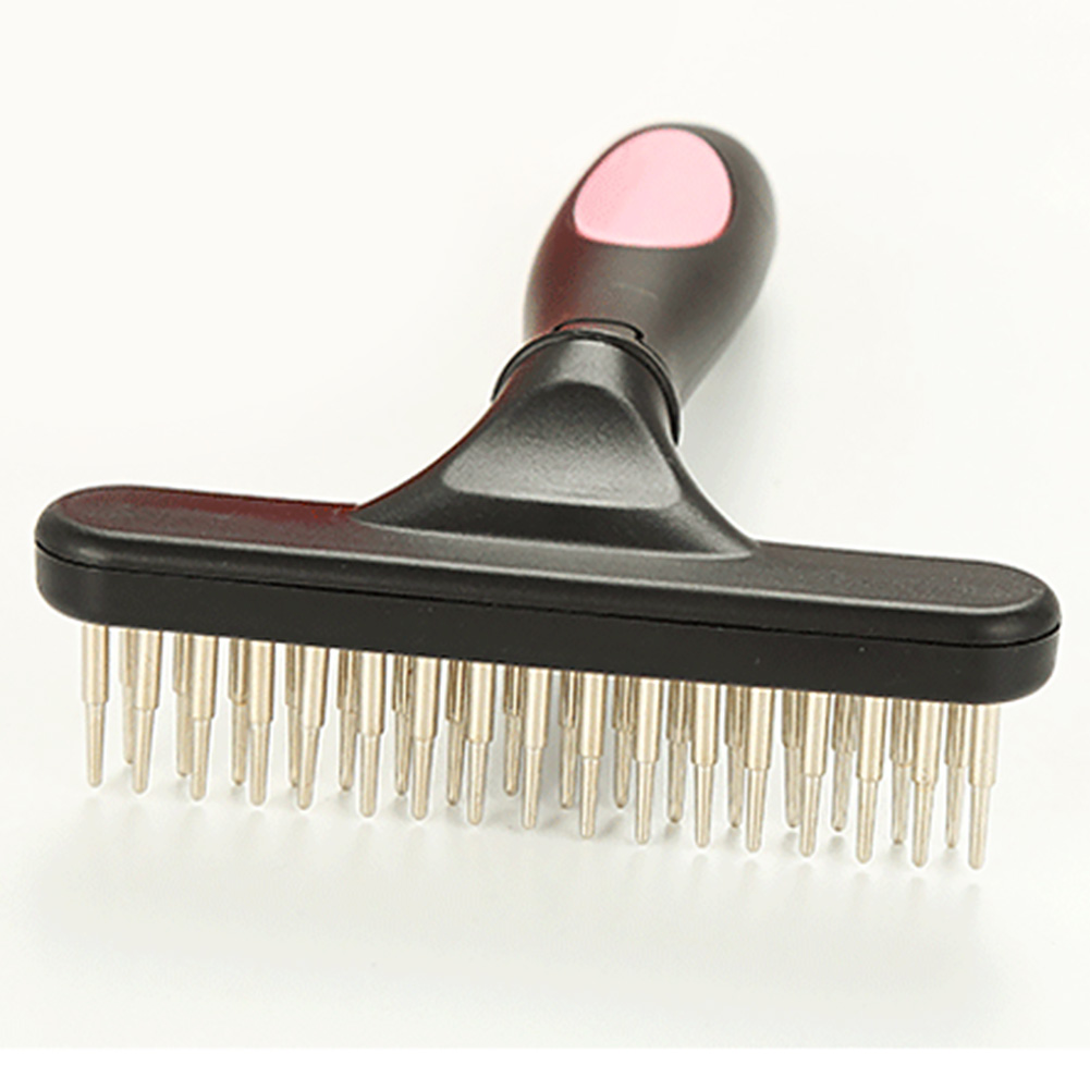 

Double Row Pins Professional Horses Undercoat Rake Cats Loosen Wet Dry Use Grooming Pet Supplies Dog Comb Rabbits Brushing, Gray