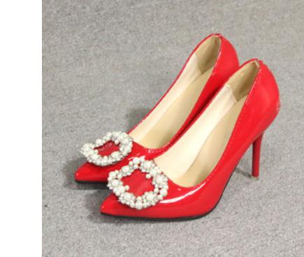 

2019 Women's shoes in Spring and Autumn with New style High heel fine heel pointed end water drill@1015, Black