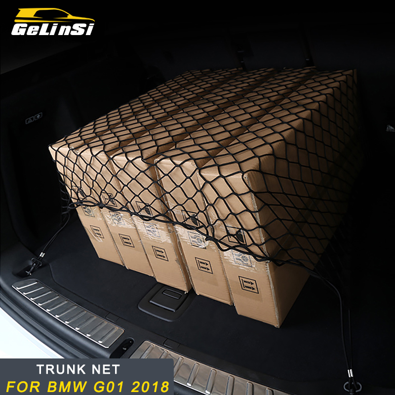 

Gelinsi for 2018 2019 X3 G01 X4 G02 Car Trunk Rear Seat String Net Mesh Storage Bag Pocket Cage Automobile Organizer