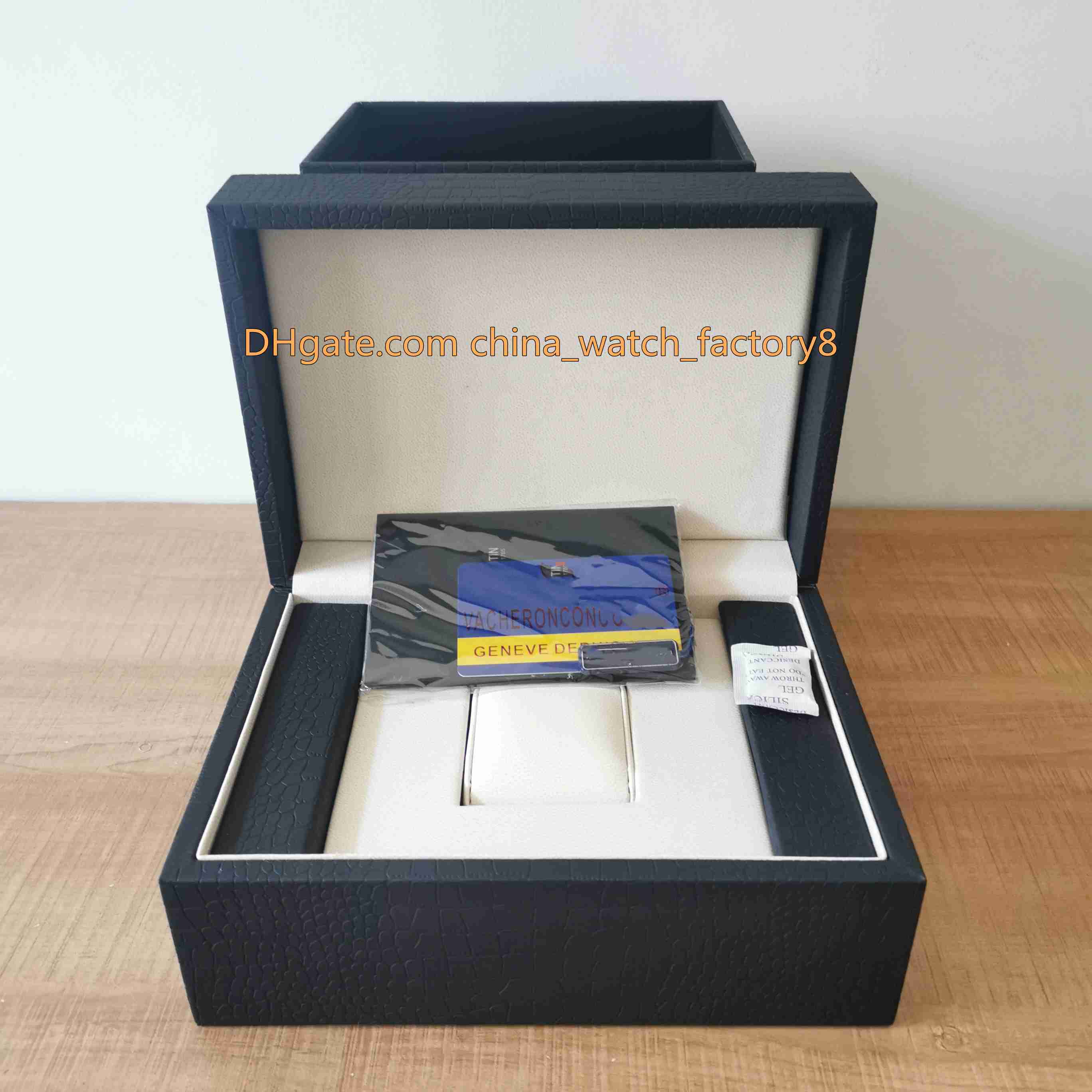 

Hot Selling High Quality VC Overseas Watch Original Box Papers Brown Wood Boxes Handbag FiftySix Patrimony Overseas 4500V/110A-B128 Watches, Black;blue
