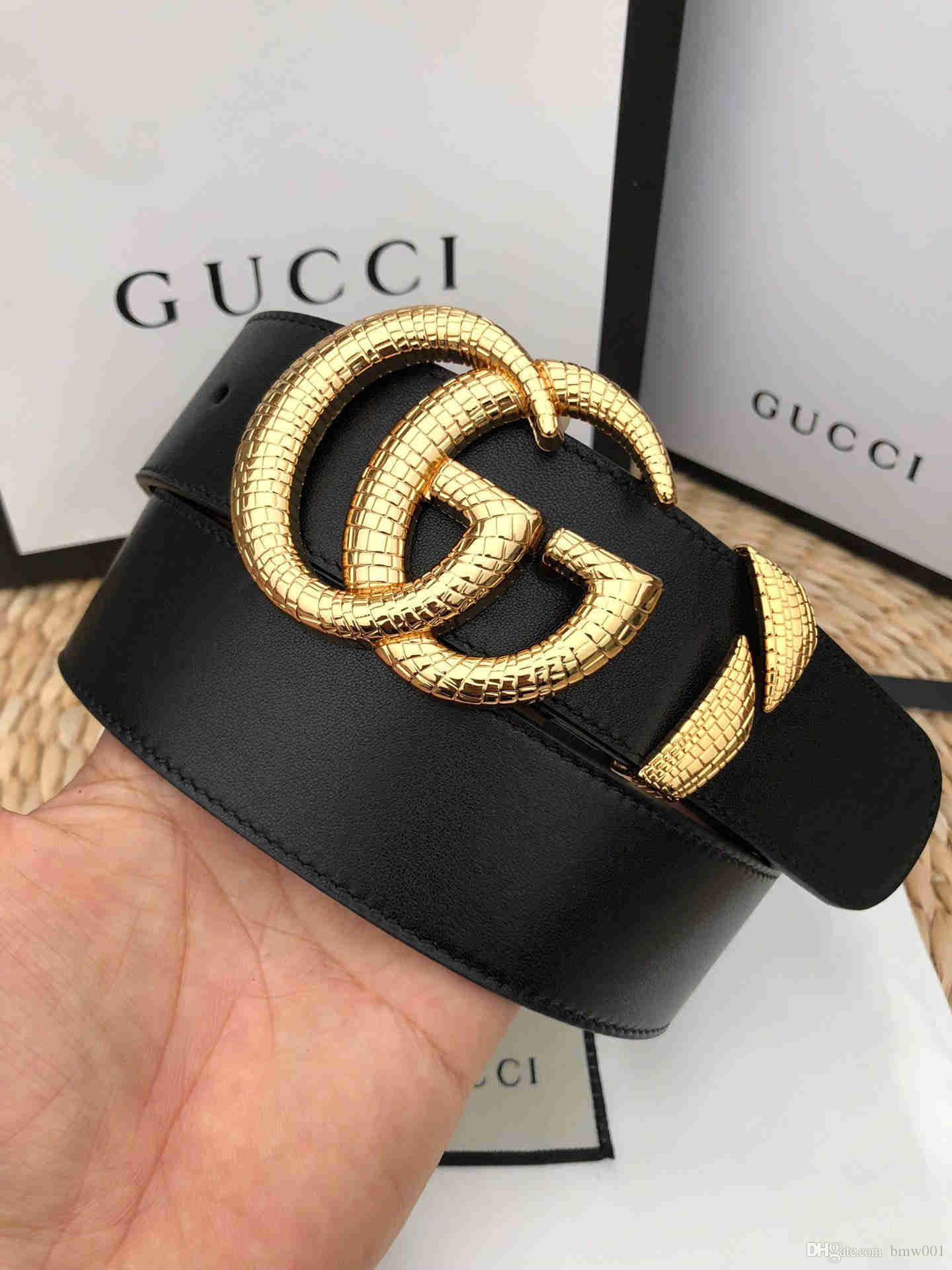 

2019 new men's and women's fashion casual gold buckle belt, designer fashion casual wild men's and women's belt, Black;brown