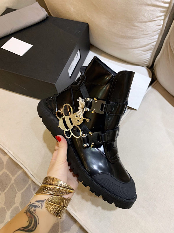 

Couple shoe Luxury men Martin boots Autumn Winter Designer ladies shoes genuine leather ladies boots woman Ankle Boots With shoe box Bee, Black