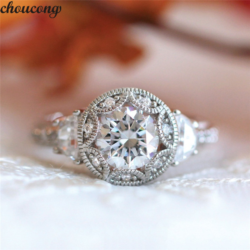 

choucong Vintage Decorative pattern Promise ring Diamond Cz 925 Sterling silver Engagement Wedding Band Rings for women