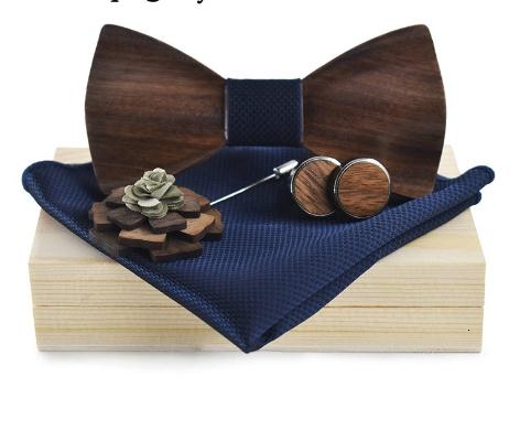 

Mens Wooden Bow Tie Set for Wedding Suit Wood Bowties Brooch Handkerchief Cufflinks Set Gravatas Slim Shirt Ties, Black;gray