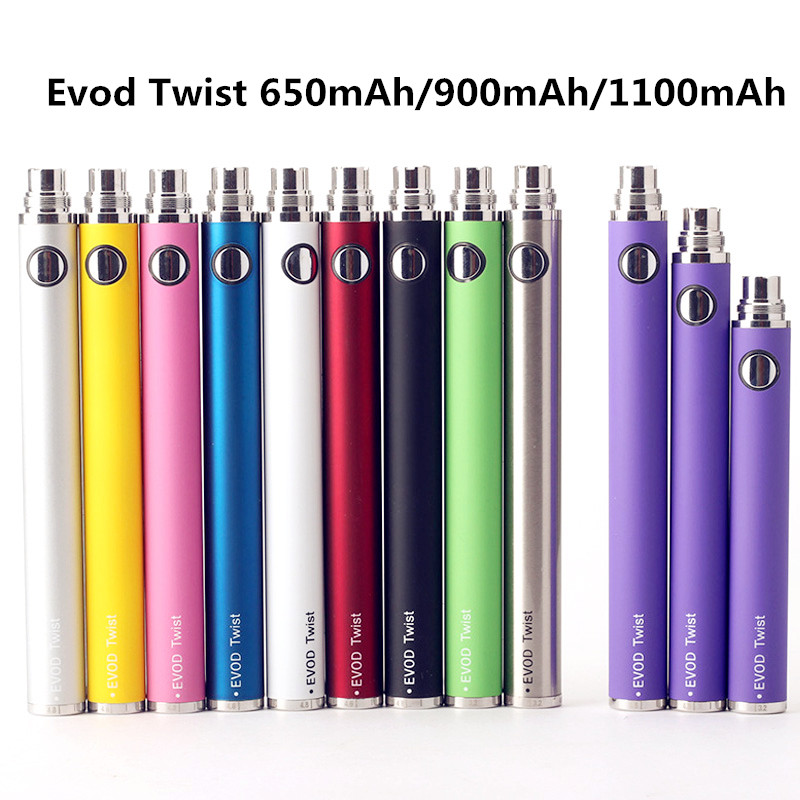 

Evod Twist Battery Kit Variable Voltage 3.3~4.8V 650mah 900mah 1100mah Ecig 510 Thread Vaporizer For CE4 MT3