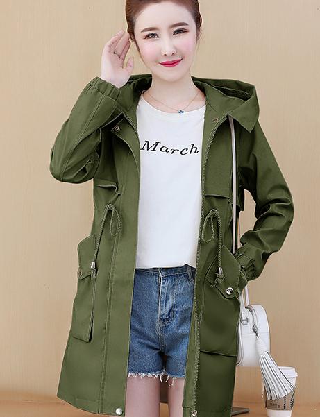 

2020 spring and autumn with New style fashion Long sleeve hooded Women's Windbreaker coat, Sky blue