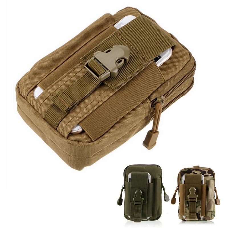 

Outdoor Waist Bag Molle Tactical Waterproof Nylon Hunting Bags Army Fanny Pack Phone Case Pocket Oxford Soft Back, Black