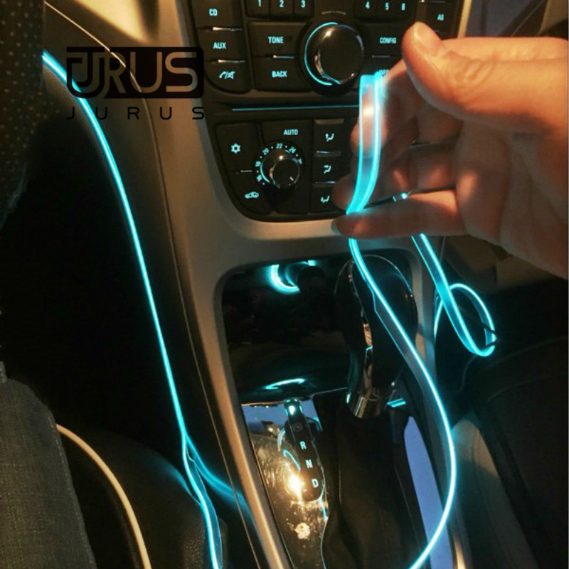 

JURUS Universal 1 Meter Cars Decoration 12V Car Interior lights Auto Led Neon Light EL Wire Rope Tube Line10 Colors Car-styling