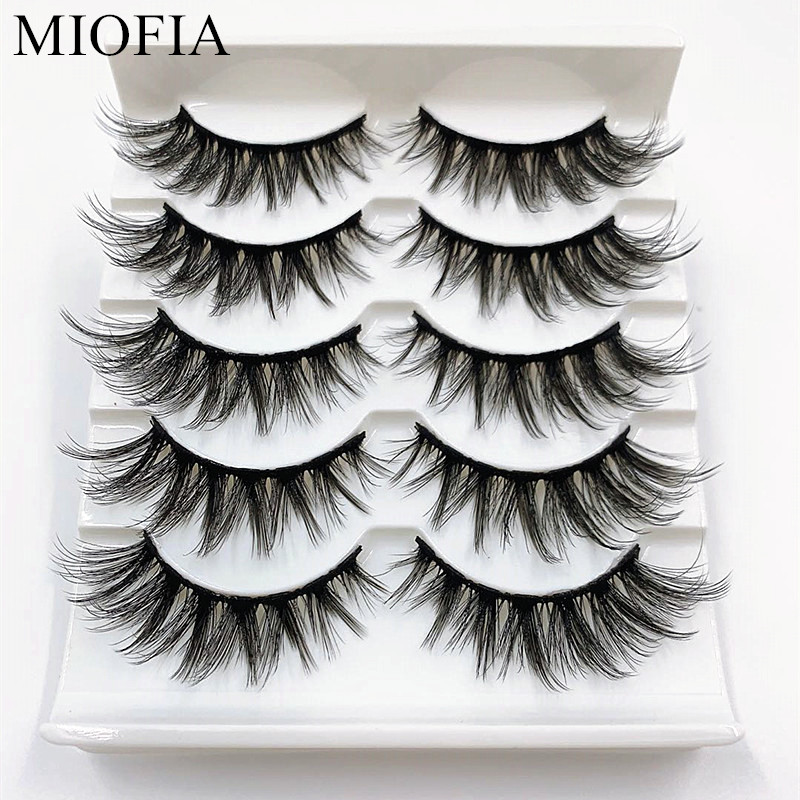 

MIOFIA 5 pairs 3d Artificial mink eyelashes, Natural / thick long false eyelashes, eye lash makeup tool lash extension