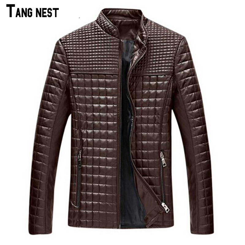 

Men's Jackets TANGNEST 2021 Arrival Solid Fashion PU Leather Jacket Male Casual Slim Fit Big Size M-5XL Coat MWJ719, Black