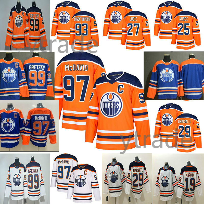 

2019 Edmonton Oilers hockey Jersey 99 Wayne Gretzky 97 Connor McDavid 29 Leon Draisaitl 27 Milan Lucic 93 Ryan Nugent-Hopkins Hockey Jersey, White