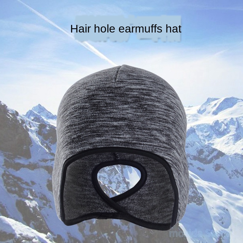

10pas Winter riding small hat earmuffs ski equipment outdoor sports running cold wind warm hedging ponytail hat