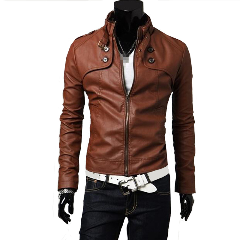 BB-C1289 spring autumn 2018 new men fashion standing collar slim and handsome PU leather jacket coat cheap wholesale
