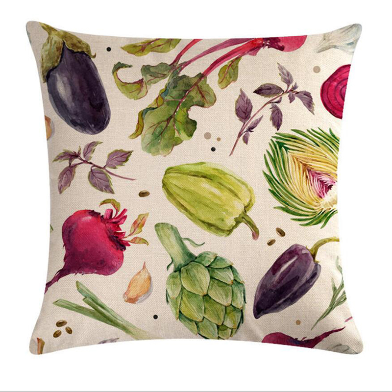 

Tropical Plant Fruit Green Parrten Cushion Covers Linen Pillow Cover Decorative Pillows For Sofa Throw Pillows 45x45cm, Style 2