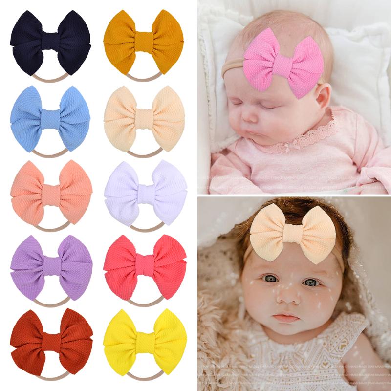 

4.7 Inches Solid Bows Nylon Baby Headband Kids Girls Elastic Hair Band Boutique Hairband Turban Headwear Hair Accessories 232