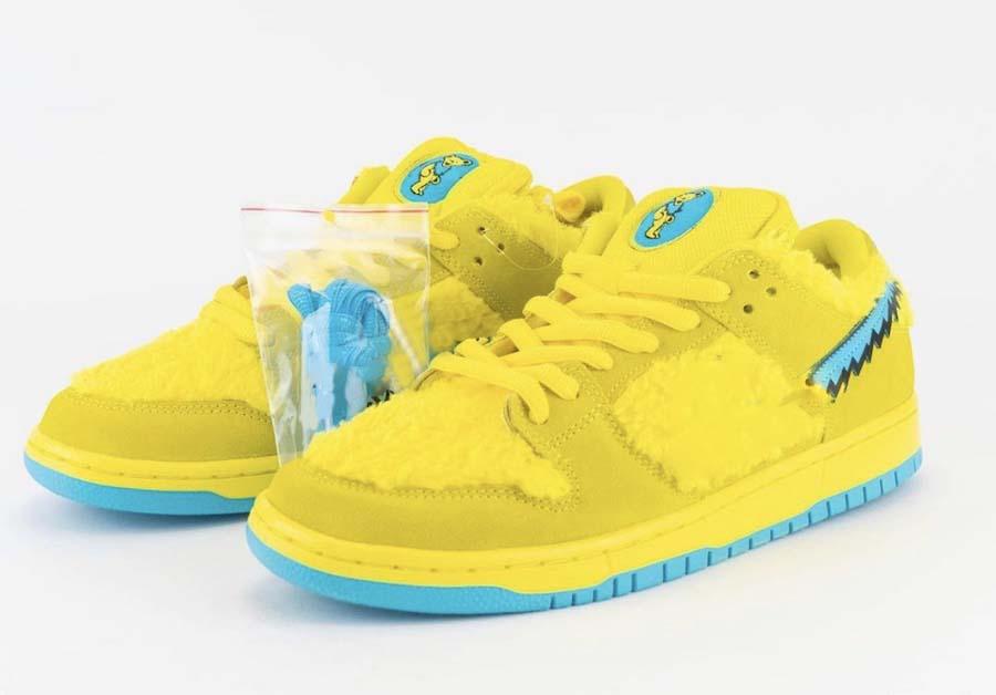 

2020 Release Grateful Dead x SB Dunk Low Yellow Bear Running Shoes Yellow Blue Fury Upper Suede Skateboarding Shoes Sports Sneakers