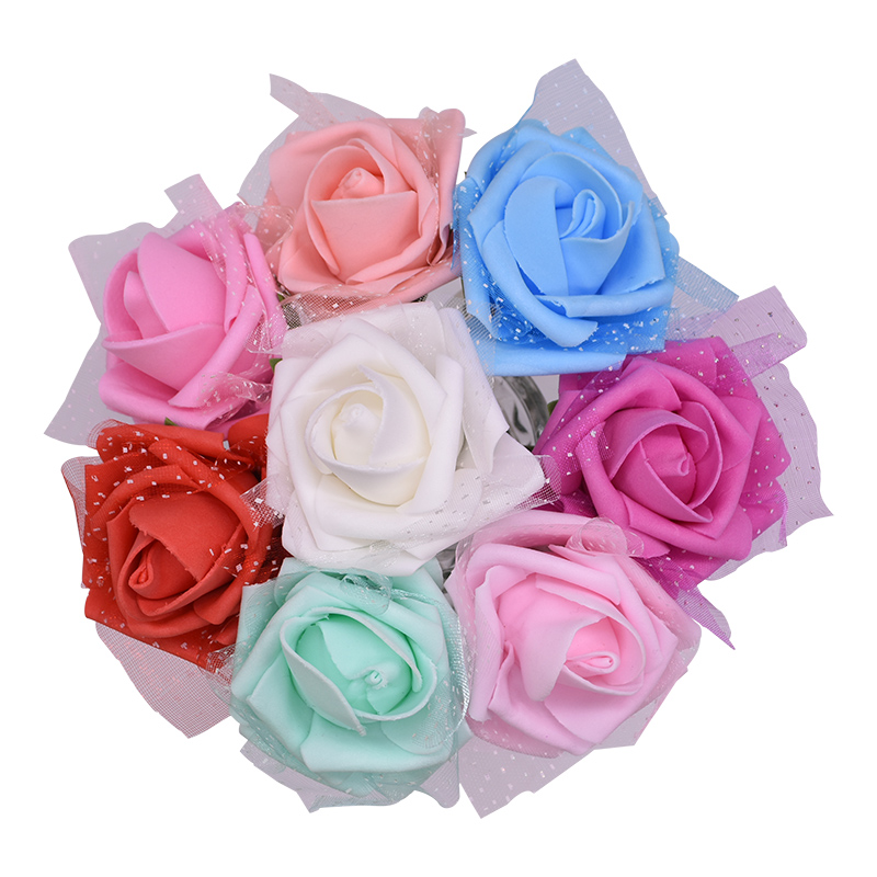 

10/20Pcs 7cm Multicolor Foam Flower Head Artificial Rose Flower Bouquet DIY Festival Party Wedding Decor Supplies, B09