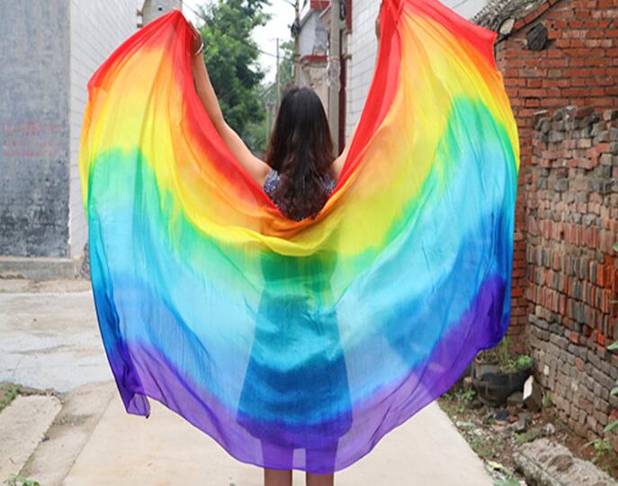 

3M*114cm 4M*114cm Real Silk Veil Belly Dance Hand Thrown Scarf Shawl Dance Accessory Customize Size Color Hot Sale Free Shipping, As picture