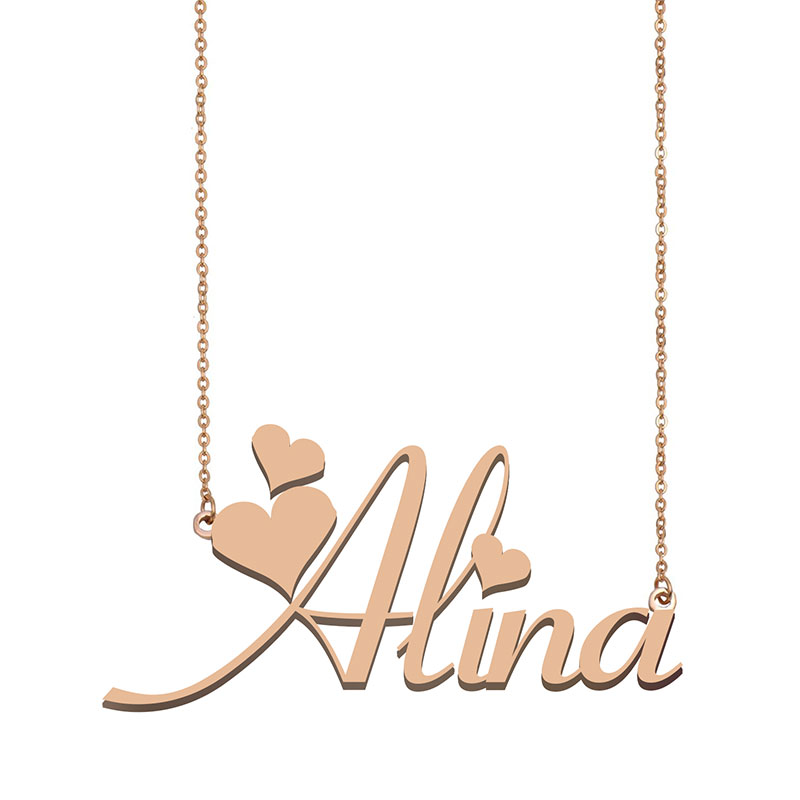 Alina Name Necklace Pendant for Women Girls Birthday Gift Custom Nameplate Children Best Friends Jewelry 18k Gold Plated Stainless Steel-image-523974435