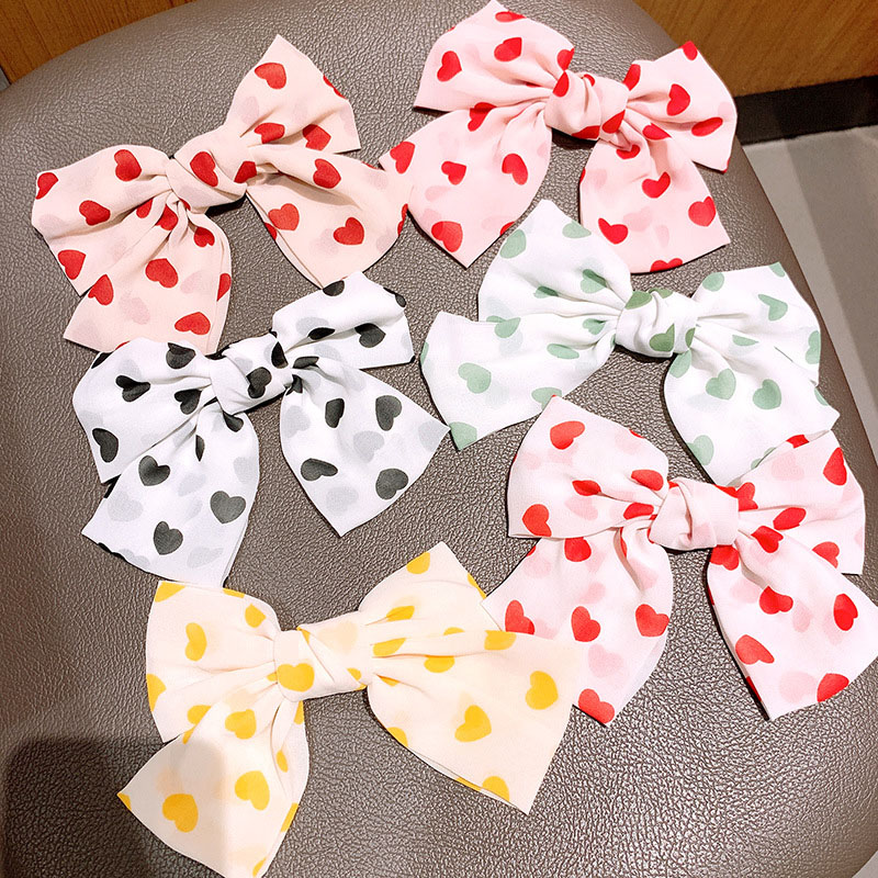 

6Pcs/Set Candy Colors Fabric Print Bowknot Hairpin Children Duckbill Clip Kids Hair Clip Bezel Wholesale Hair Accessories, 2(6pcs)