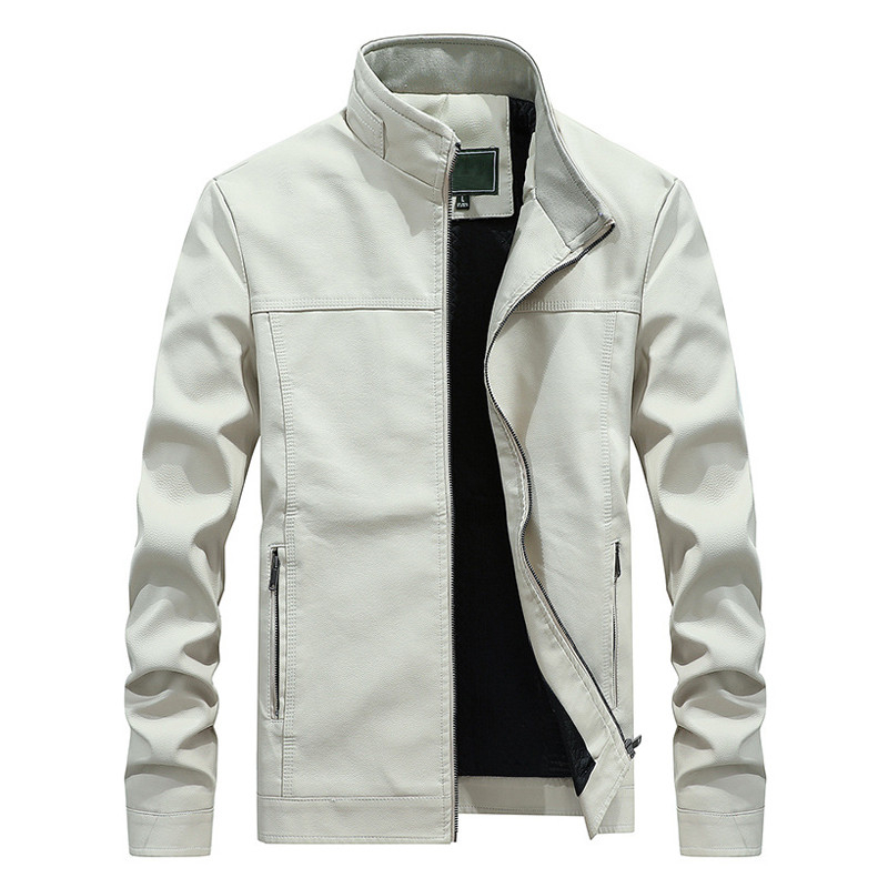 jaqueta de couro branco masculino