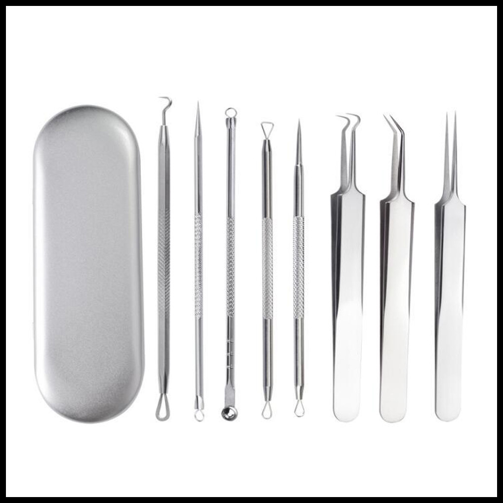 

Stainless Steel Acne Extractor Set Blackhead Remover Kit Treatment Tool Comedone Blemish Removal Tweezer Pimple Needles Skincare